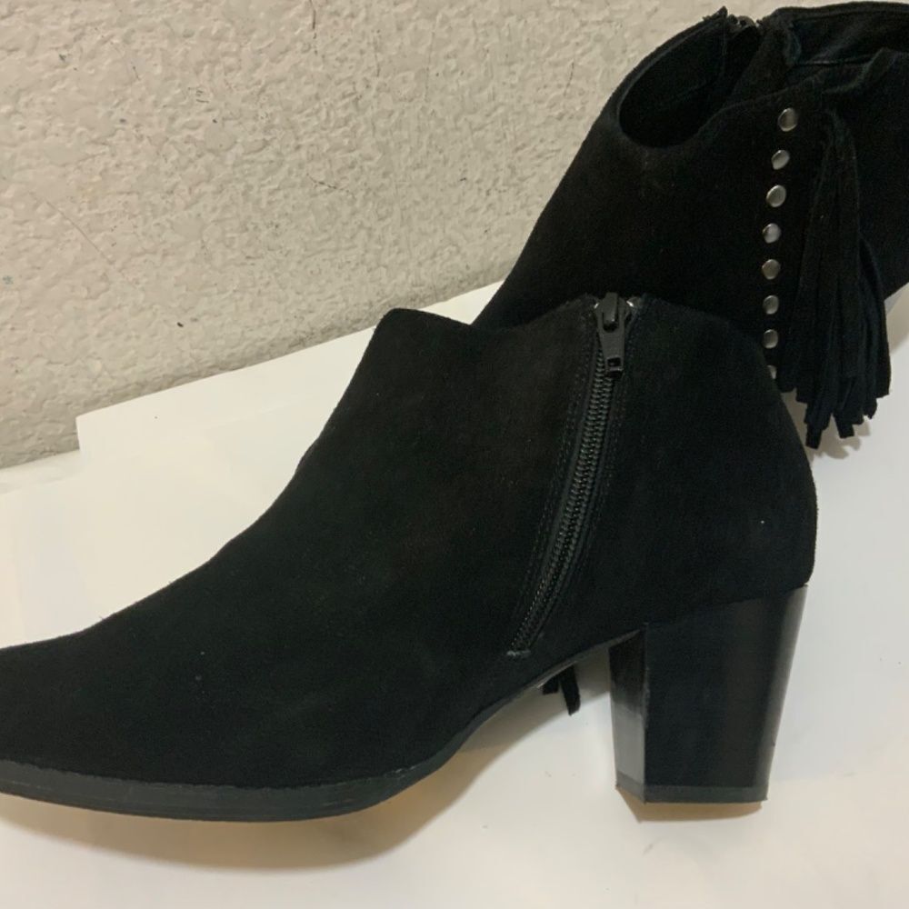 Vionic Faros Fringed Bootie Ankle Boot Black Sued… - image 7